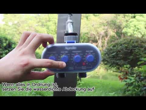 Ball Valve Electronic Two Outlet Four Dials Water Timer with Rain Sensor Hole #21032A