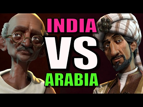 INDIA VS ARABIA!! | Civilization 6: AI Only 1v1 [Civ 6 Gameplay] Gandhi VS Saladin!