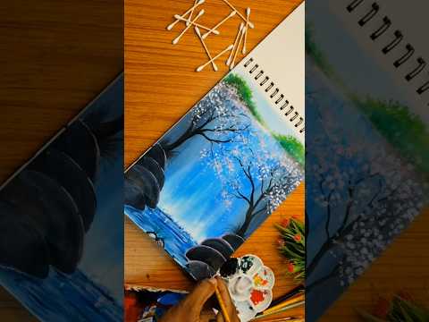 Waterfall landscape painting #shorts #painting #waterfall #waterfallpainting