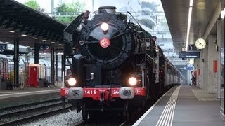 preview picture of video 'Mikado 141R 1244 und 41 018 am Abend in Aarau und ZürichSteam Adventure Tours-Zug,trainfart,train'