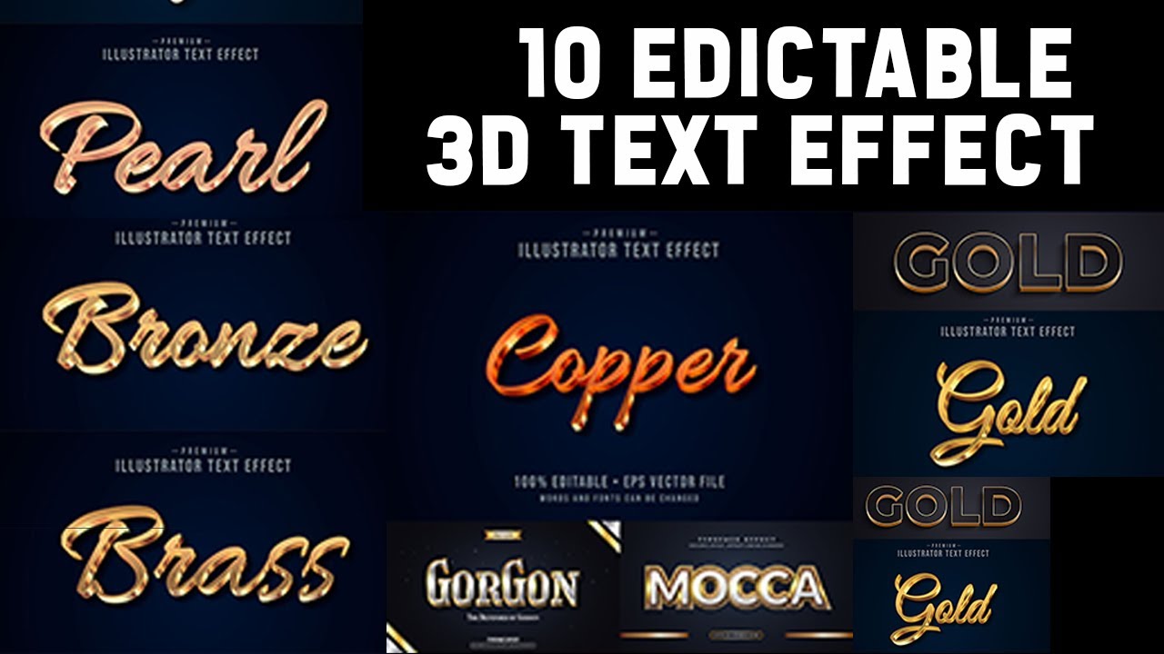 Editable font  text effect collection illustration design Photoshop Tutorial