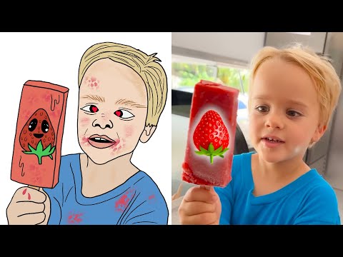 Chris and Niki explore Mom's ice cream truck funny drawing meme