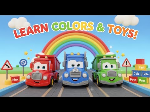 Learn Colors and Race Cars with Max, Bill and Pete the Truck - TOYS (Colors and Toys for Toddlers)