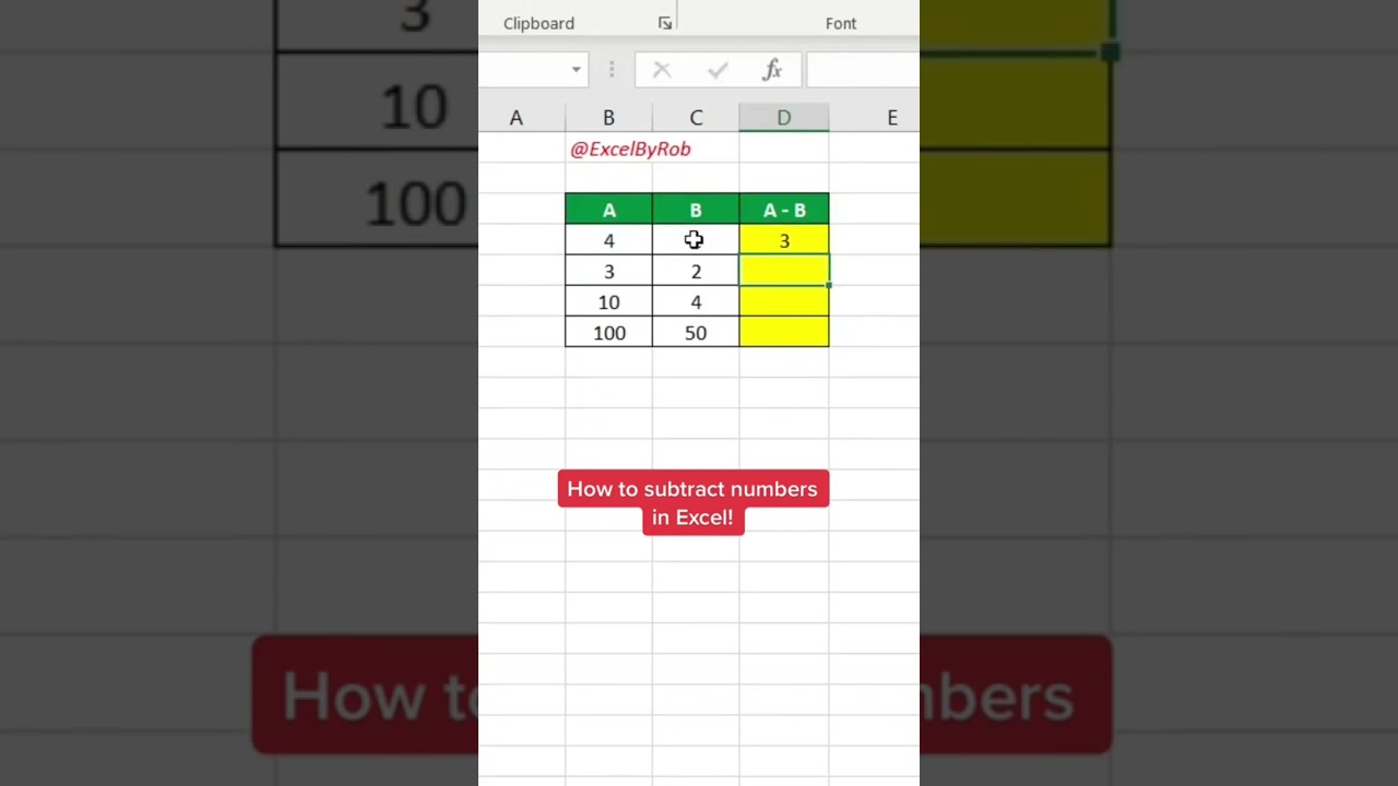 How to Subtract Numbers in Excel! #excel