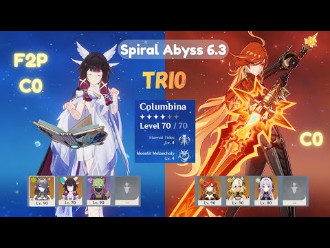 F2P Columbina TRIO!? Spiral Abyss 12 with Unbuilt Columbina | Genshin Impact