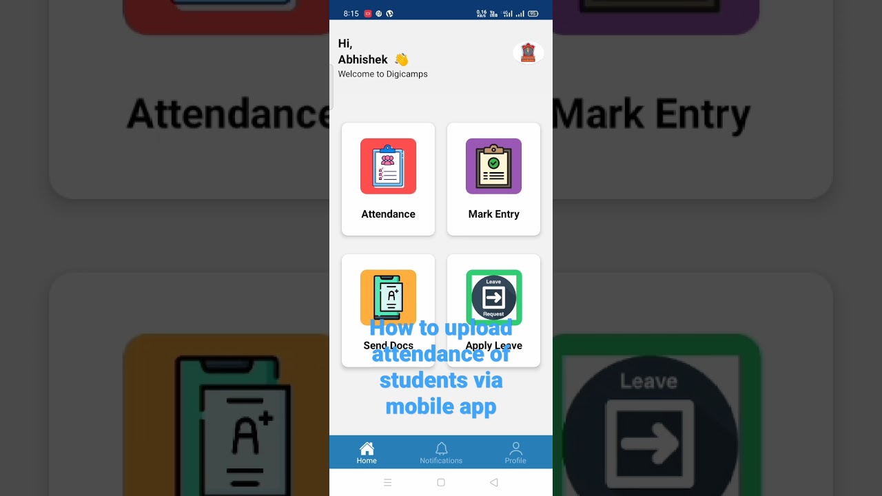 How to upload attendance of students via mobile app
