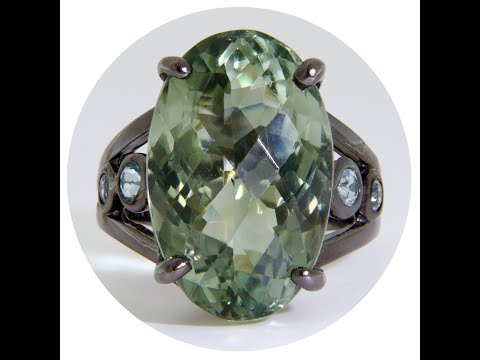 Inel Argint 925 Rodiu Negru Ametist Verde Topaz Naturale - Modern si Stralucitor
