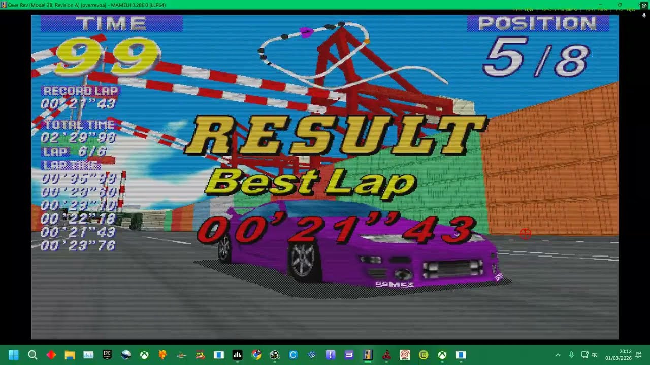 MAME 287 = JALECO - OVER REV - PURPLE SPORTS SPECIAL CAR - TIME ATTACKS 1-4 4K UK ARCADES