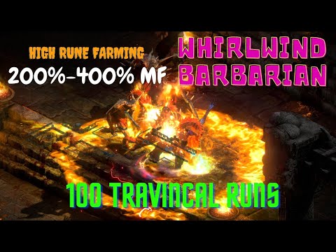 D2R Whirlwind Barbarian| 100 Travincal Runs Loot Highlights | High Rune Farming | 2JAH 1 Hour|Enigma