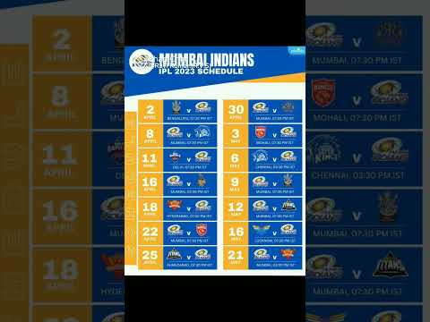 Mumbai Indians match schedule #Mi #mumbaimatch #ipl #ipl2023 @mybossyoutuber5649