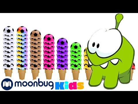 Learn English with OmNom: counts colorful ice cream scoops| Little Baby Bum | Moonbug Kids Deutsch