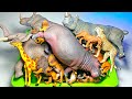 African Animals Figurines Collection Lion Elephant Rhinoceros Cheetah Okapi Gorilla Hyena