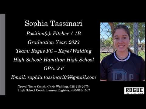 Sophia Tassinari Softball Skills Video - 2023 Pitcher 1B