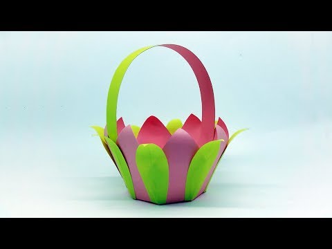 How to make Paper Flower Basket - DIY Leaf and Flower shaped Paper Basket
