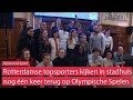 Lachende gezichten bij Rotterdamse topsporters die in het stadhuis nog één keer terugkijken op de...