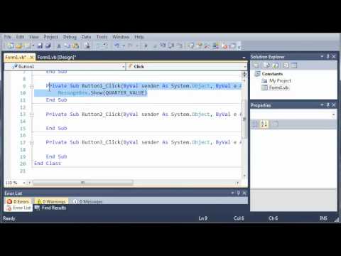 Visual Basic Tutorial - 51 - Constants