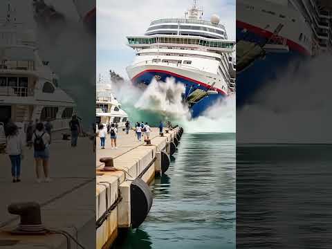 Nave da crociera perde il controllo e sbatte in porto #cruise #crash #shorts #ocean