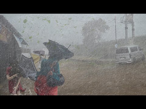 SUPER CRAZY RAIN! A VILLAGE PARADISE DESTROYED BY ASIA'S BIGGEST RAIN STORM AND WIND STORM!⛈️