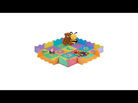 Puzzlematte Roboterteile Blau - Grün - Orange - Kunststoff - 32 x 1 x 32 cm