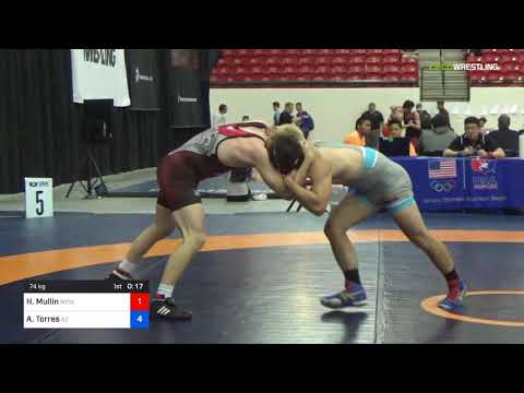 2018 Marine Corps US Open/UWW Junior Freestyle 74 Con 16 #1 - Hunter Mullin (WCWC) Vs. Alejandro T
