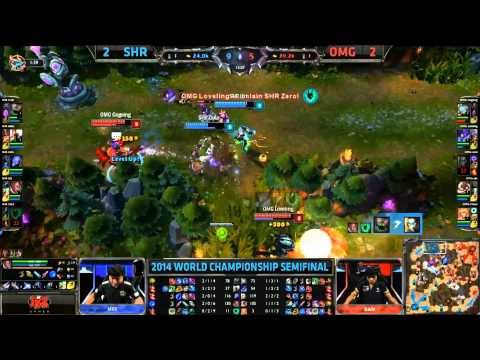 SHR Epic Toplane Dive Teamfight - SHR vs OMG Game 5 (S4 Worlds)