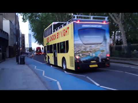 E400 Trident ExGo Ahead London E28, See London By Night AA53SEE (LX06EZC) Passing Down at Bow Church