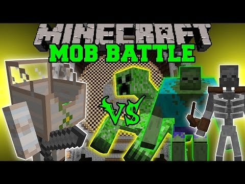 MECHA GOLEM VS MUTANT ZOMBIE, MUTANT CREEPER, & MUTANT SKELETON - Minecraft Mob Battles - Mods