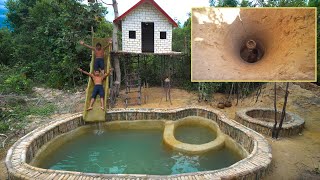 Build The Most Buscraft Survival House And Water Slide To Swimming Pools Underground
