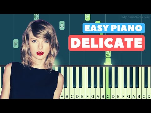 Delicate Piano Tutorial with Notes & Chords | Easy for Beginners | Taylor Swift's Song