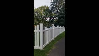 Try Best Fence Company. Picket Styles Scalloped White PVC/Vinyl Fencing With New England Caps.