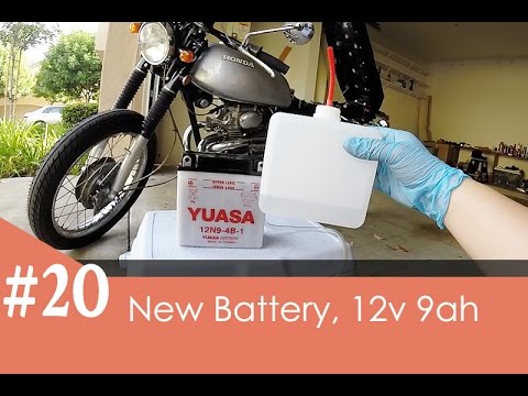 Honda CL175 Cafe Racer Pt. 20 - YUASA battery install, 12v 9ah acid batt