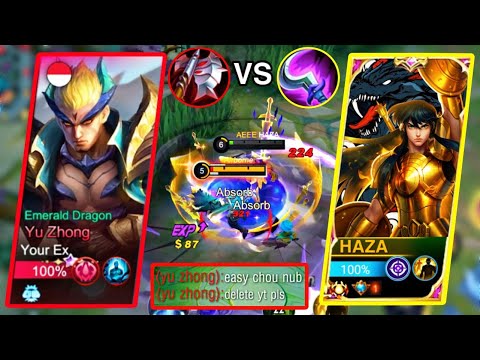 HAZA VS PRO YU ZHONG TRASHTALKER WHO WILL WIN? | CHOU BEST BUILD AND META GAMEPLAY - MLBB