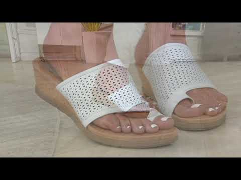 Earth Origins Suede Slip-On Wedge Sandals - Pearl on QVC