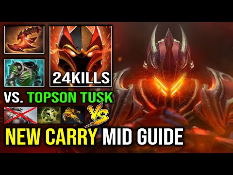 How to Carry Mid Dragon Knight Against Topson Tusk with Super Tank OP Fireball DPS Dota 2