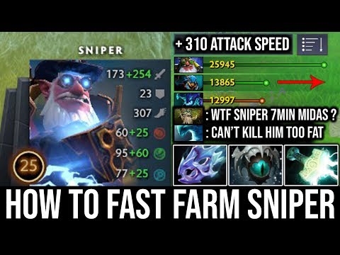 How Pro Fast Farm Mid Sniper + 310 Max Attack Speed | WTF Double Enemy Net Worth 890GPM & 7Min Midas