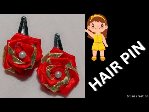 BEAUTIFUL ROSE FLOWER HAIR PIN 😍😍 CRAFTIDEA WITH SRIJAN CREATION । 🌹 ROSE PIN। गुलाब बनाएं । DIY