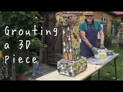 Beginner mosaic art tutorial | DIY | How to grout a 3D mosaic piece.