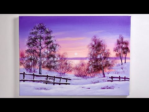 Winter Lake Scenery Painting | Acrylic Painting | Landscape Painting