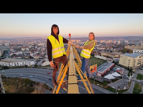 We climbed the tallest crane in the city center!