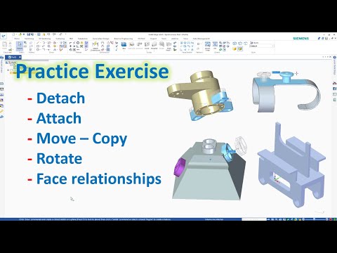 Solid Edge Tutorials #16 | Modeling | Detach, Atach, Move - Copy, Rotate, Face Relationship exercise