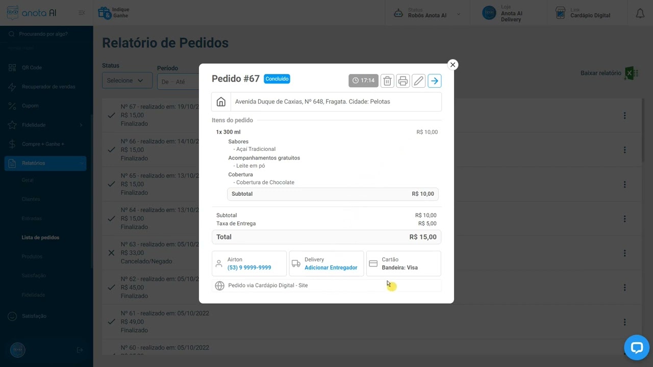 Relatórios - Lista de pedidos e Produtos | Anota AI