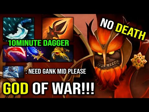 GOD OF WAR!!! 10Min Dagger Solo Mid Mars Imba Arena Bullying Zeus Out of Lane Immortal 9K DotA 2