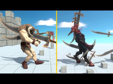 GIANT SWORD Pinning All Units (Fantasy & Infernals) to the Wall - Animal Revolt Battle Simulator