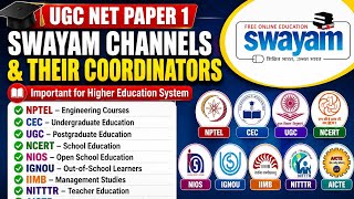 Swayam channels and co-ordinators | UGC NET  paper 1 | MCQS