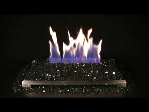 Alterna Black FireGlitter Set for See-through Fireplaces - Vent-Free Stainless steel Chassis Burner Video