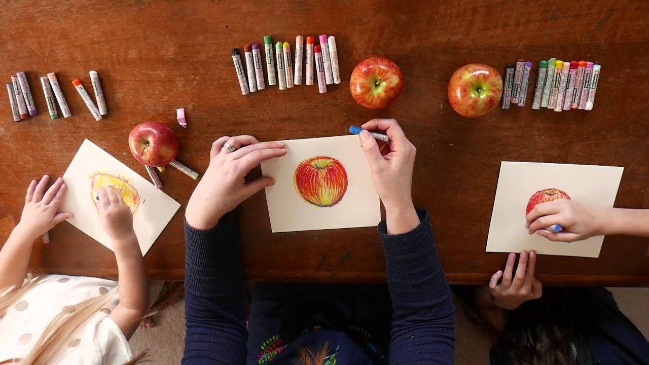 Classroom Art Lesson:  Apple Still Life in Oil Pastel with Apryl Stott