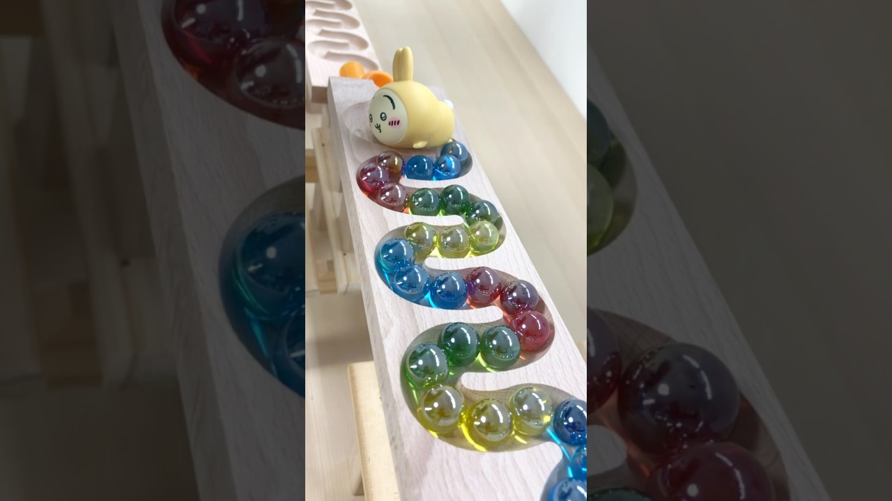 Marble Run ASMR ☆ HABA Wave Slope & Double Pop Tube,Skeleton Car #shorts #marblerun #asmr