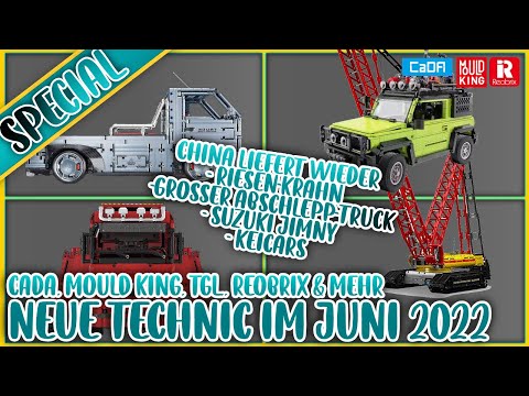 CaDA, Mould King, TGL & Co. Riesen-Kran, Suzuki Jimny & mehr: neue Technic im Juni 2022!