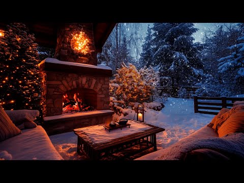 Dreamy Winter Porch Ambience (3 HOURS) 🔥 Fire Sounds for Relaxation & Sleep (No Music)