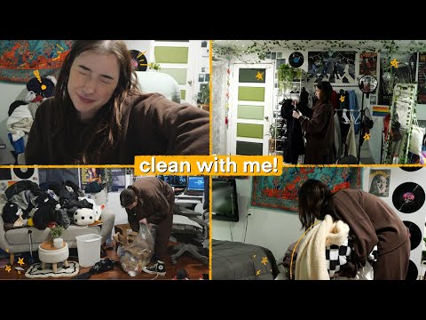 cleaning my messy room at 12 am | clean with me!